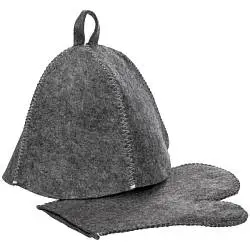 Набор для бани Heat Off, шапка: клин 18х24 см, диаметр 25 см; рукавица: 22,5х29 см