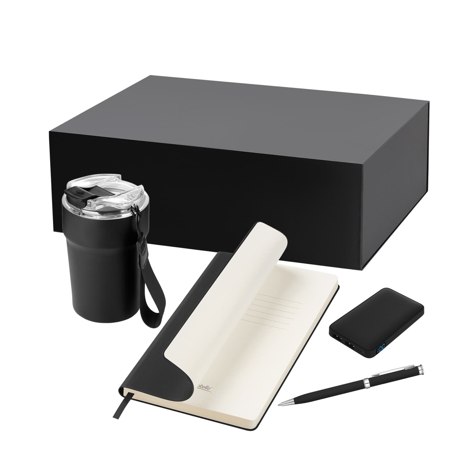 Подарочный набор Монако (Monaco), черный (термокружка, аккумулятор, ежедневник, ручка)