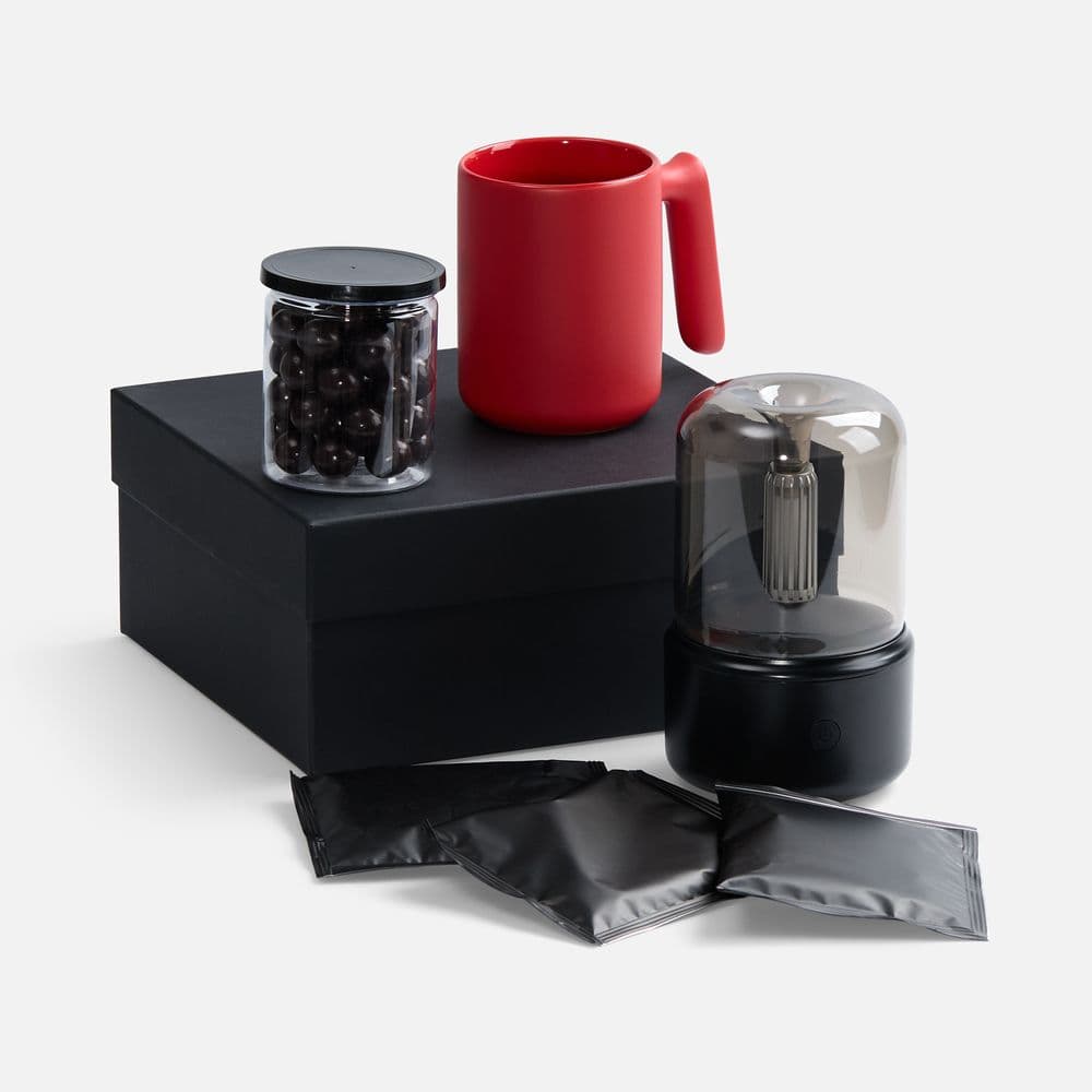 black, red