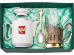 Чайный набор с подстаканником и фарфоровым чайником «ЭГОИСТ-Л»
