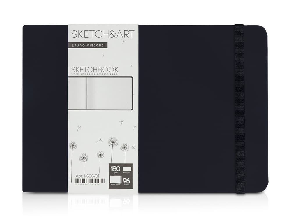 Скетчбук "Sketch & Art" в твердом переплете 213х146 мм, 96 л. белой бумаги 180 г/м2, черный