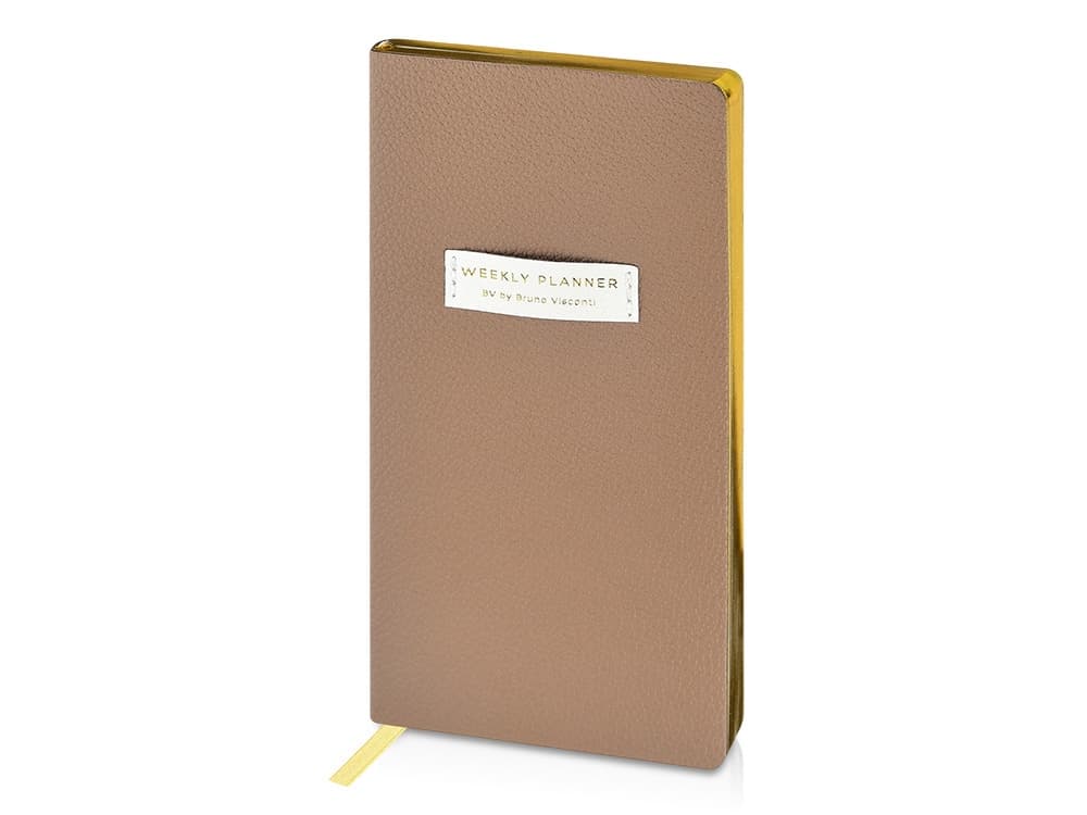 Еженедельник недатированный А6 "Total beige" с нашивкой, бежевый