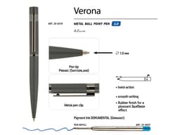 Ручка шариковая автоматическая BrunoVisconti "VERONA" цвет корпуса серый, soft-touch, 1 мм, синяя