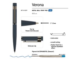 Ручка шариковая автоматическая BrunoVisconti "VERONA" цвет корпуса синий, soft-touch, 1 мм, синяя
