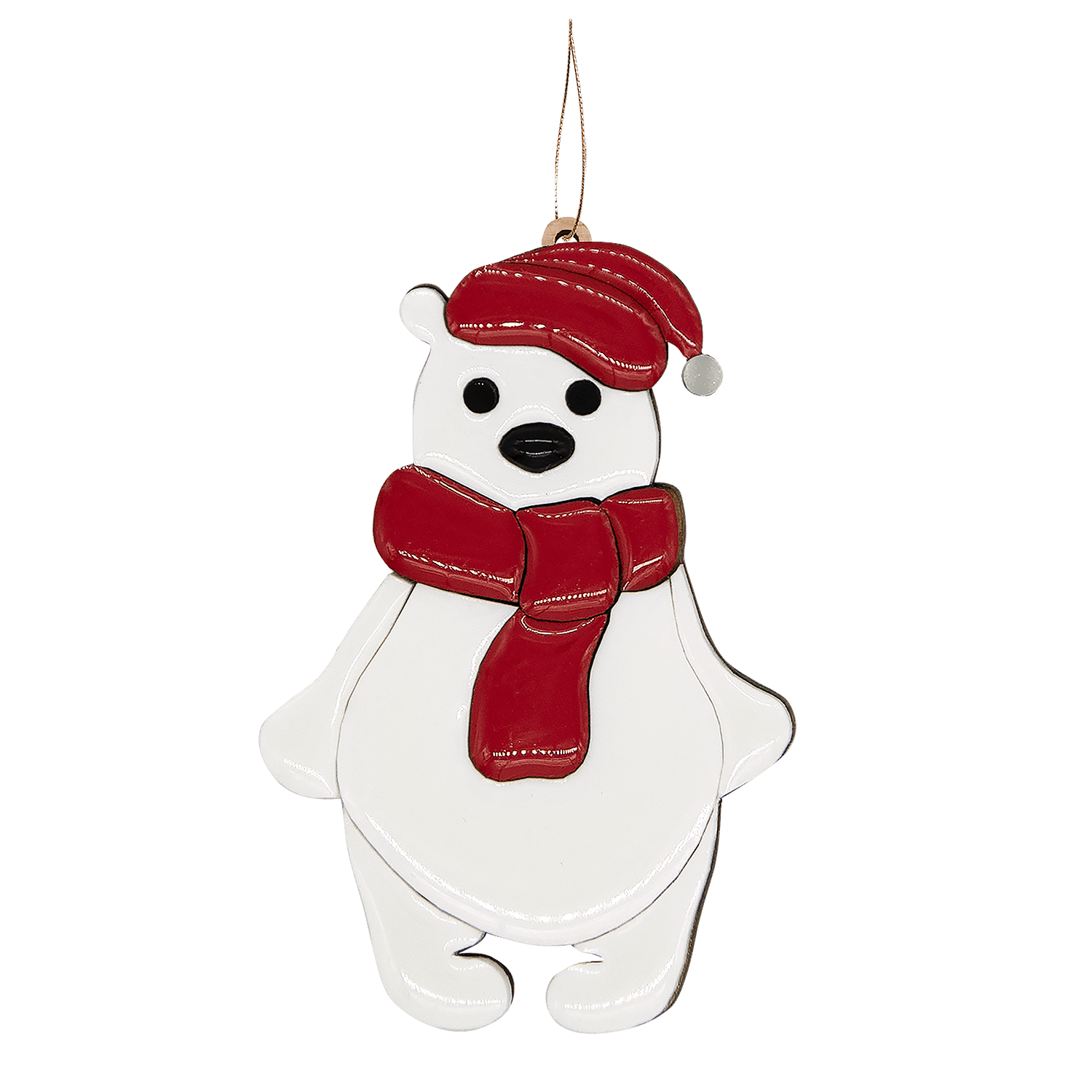 Ёлочная Игрушка Медвежонок (белый с красным)