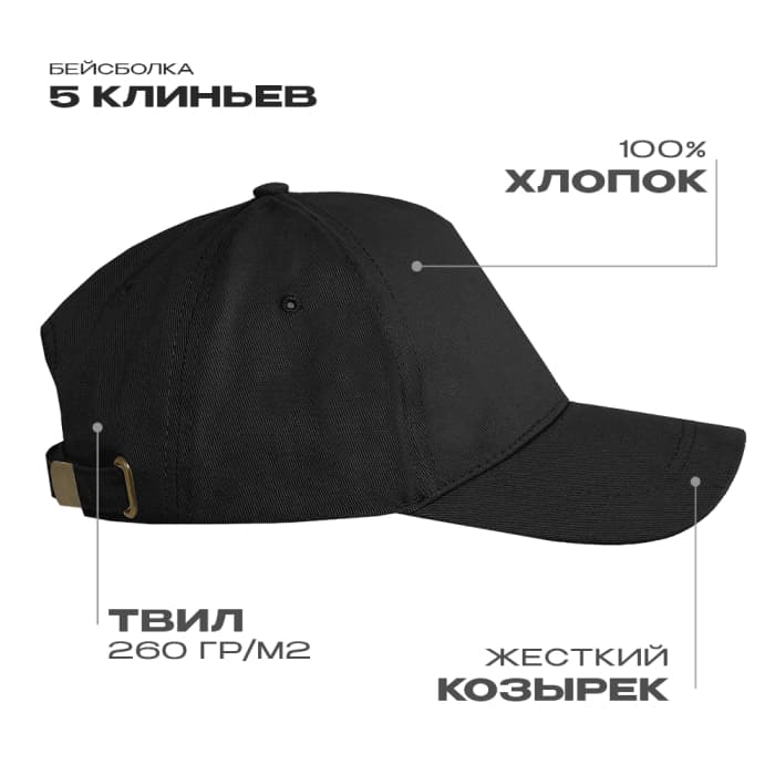 Бейсболка STAN 5 клиньев хлопок 260