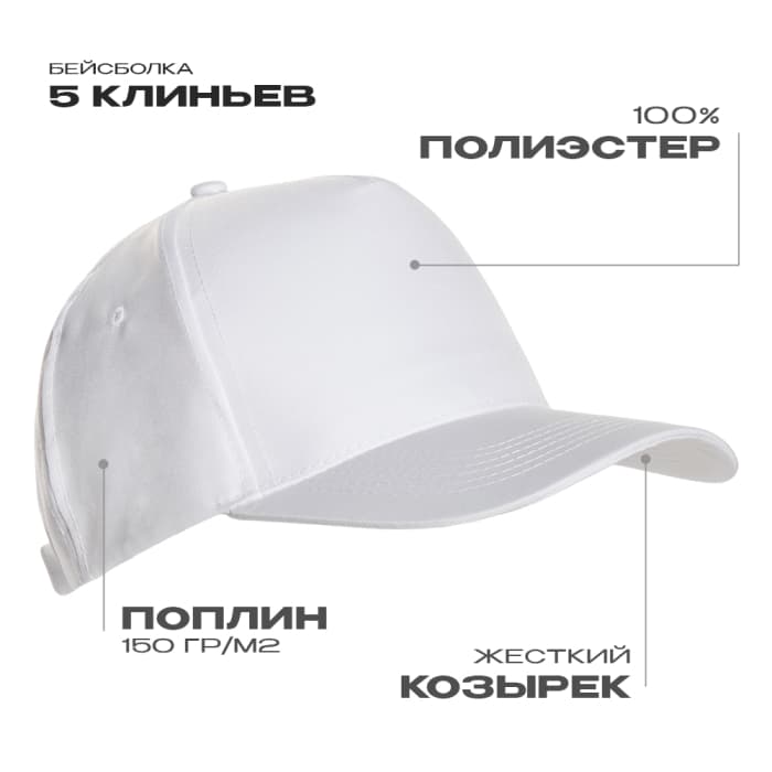Бейсболка STAN 5 клиньев полиэстер 150