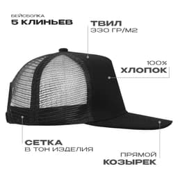 Бейсболка прямой козырёк STAN 5 клиньев хлопок 330