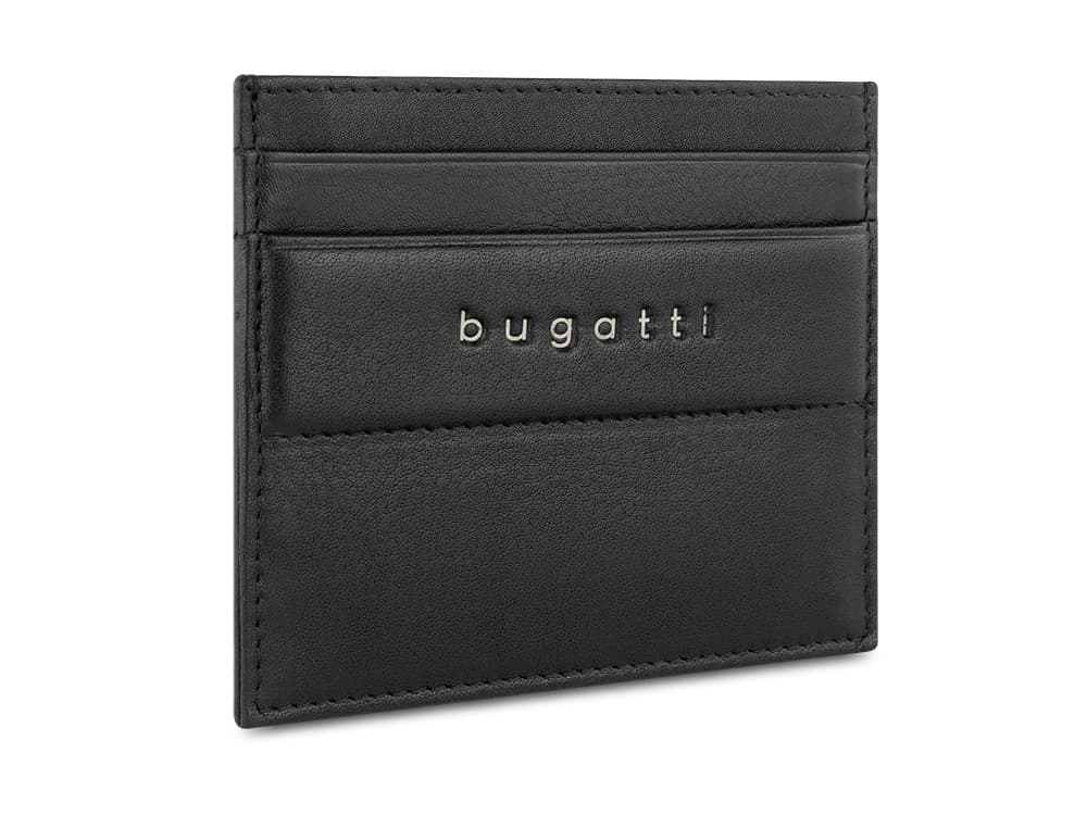 Портмоне для кредитных карт BUGATTI НОМ | NOME, с защитой данных RFID, черное, натуральная воловья кожа, 10,2х0,3х8,2 см