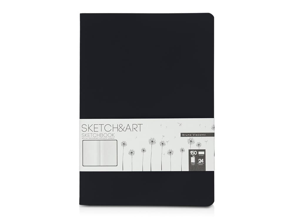 Скетчбук "Sketch & Art" в мягком переплете 147х210 мм, 24 л. белой бумаги 150 г/м2, черный