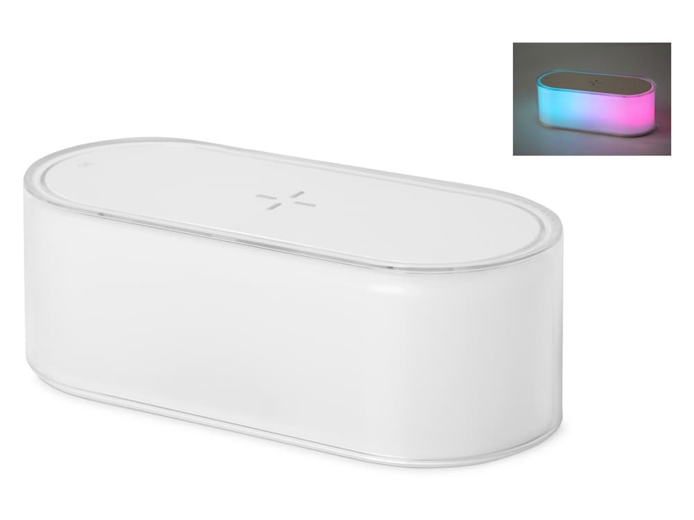 Ночник с беспроводной зарядкой и RGB подсветкой "Miracle", 15 Вт, белый
