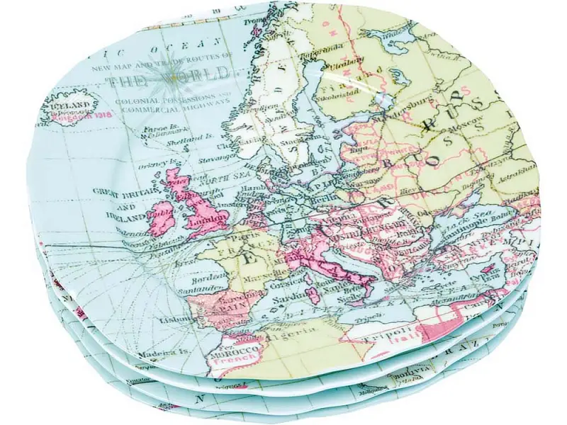Набор из 4-х тарелок Карта мира - 82173