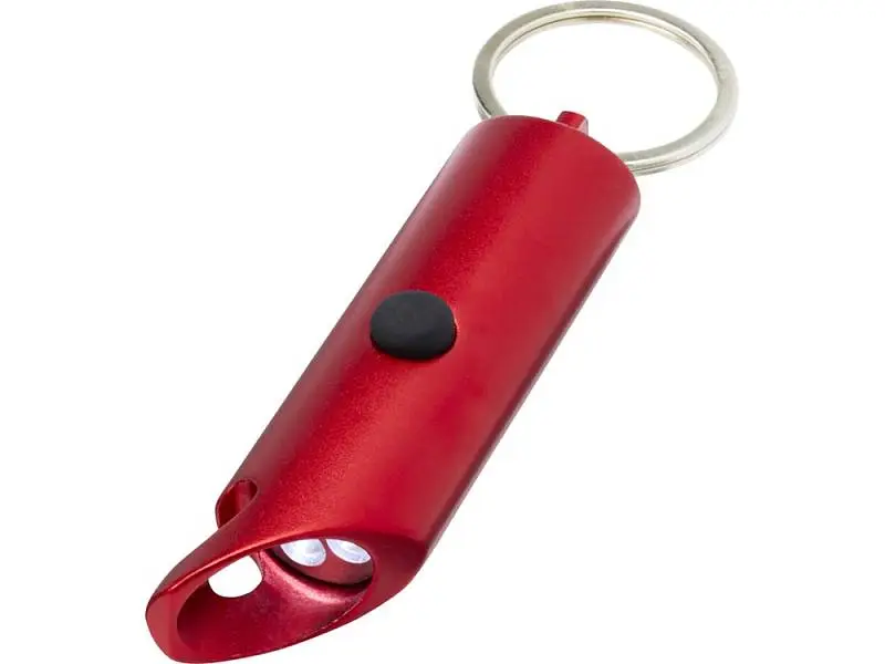 Flare светодиодный фонарик из переработанного алюминия и открывалка для бутылок с брелоком - Красный - 10457421