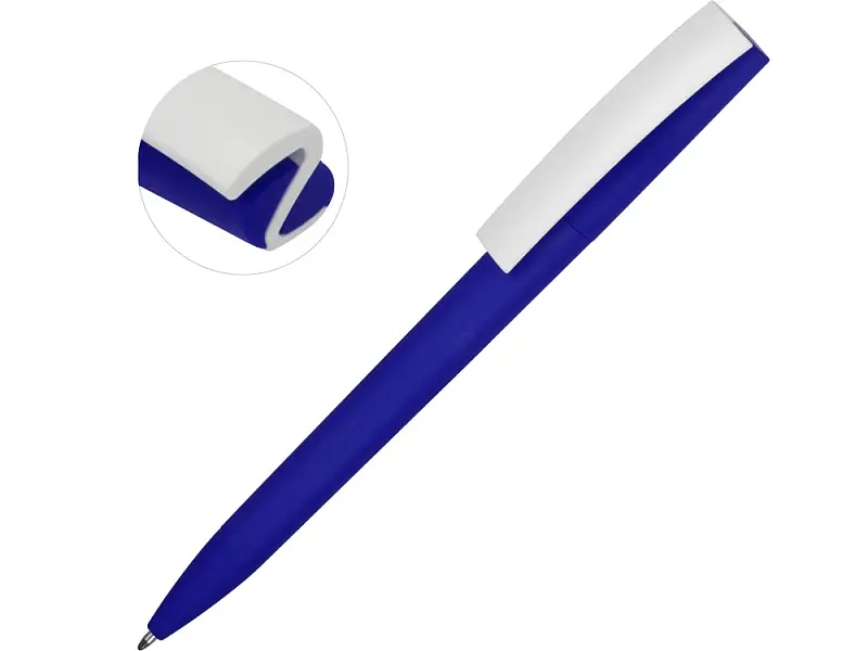 Ручка пластиковая soft-touch шариковая Zorro, синий/белый - 18560.02