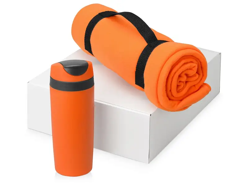 Подарочный набор Cozy с пледом и термокружкой, оранжевый - 700360.05