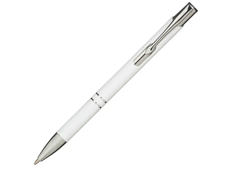 Алюминиевая шариковая кнопочная ручка Moneta, черные чернила, белый - 10744001