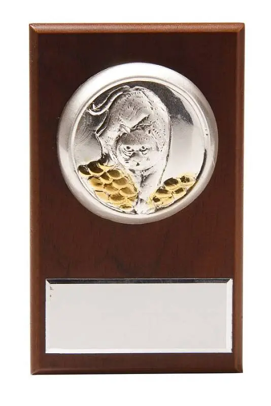 Плакетка малая «Тигр на монетах» с возможностью персонализации, 5,5х9 см; размер шильды в поставке: 5х2 см - 204126