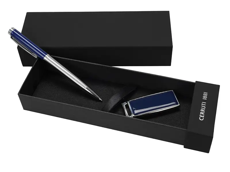 Набор Cerruti 1881: ручка шариковая, флеш-карта USB 2.0 на 2 Гб Zoom Blue - 67182
