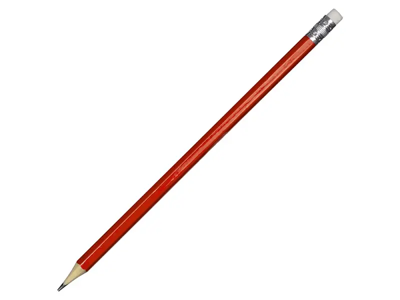 Шестигранный карандаш с ластиком Presto, красный - 14003.01