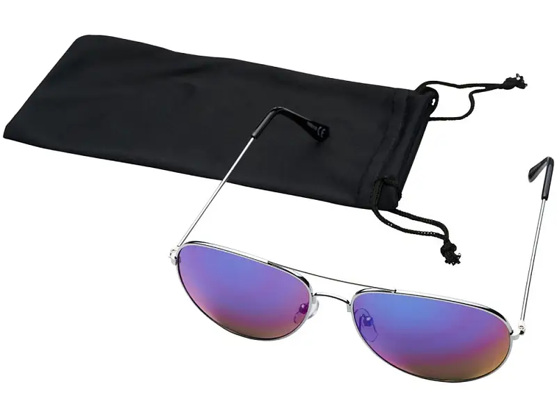 Солнечные очки Aviator с цветными зеркальными линзами, фуксия - 10060129