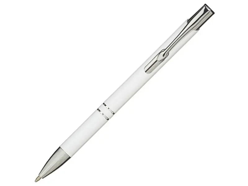 Алюминиевая шариковая кнопочная ручка Moneta, синие чернила, белый - 10710501