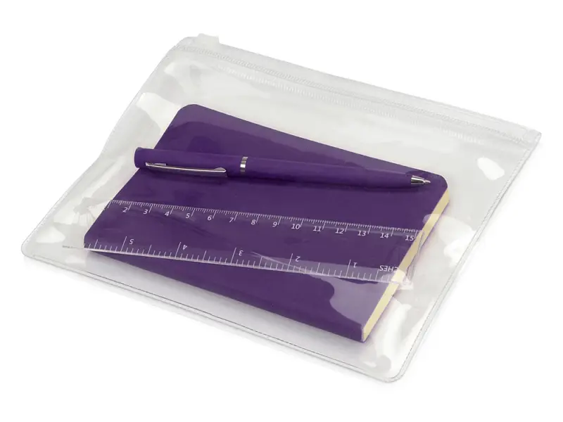 Набор канцелярский Softy: блокнот, линейка, ручка, пенал, фиолетовый - 78112.14