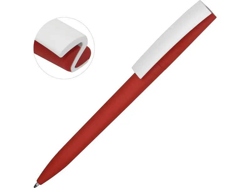Ручка пластиковая soft-touch шариковая Zorro, красный/белый - 18560.01