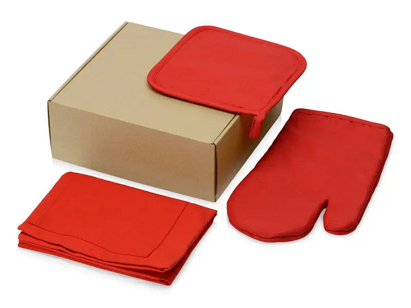 Подарочный набор с фартуком, прихваткой, красный - 700813.01