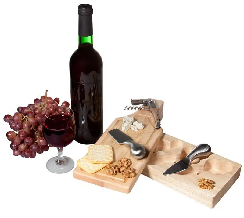 Набор для вина и сыра «Эдам», доска: 33х12х4,5 см, коробка: 36х13х5 см - 5910