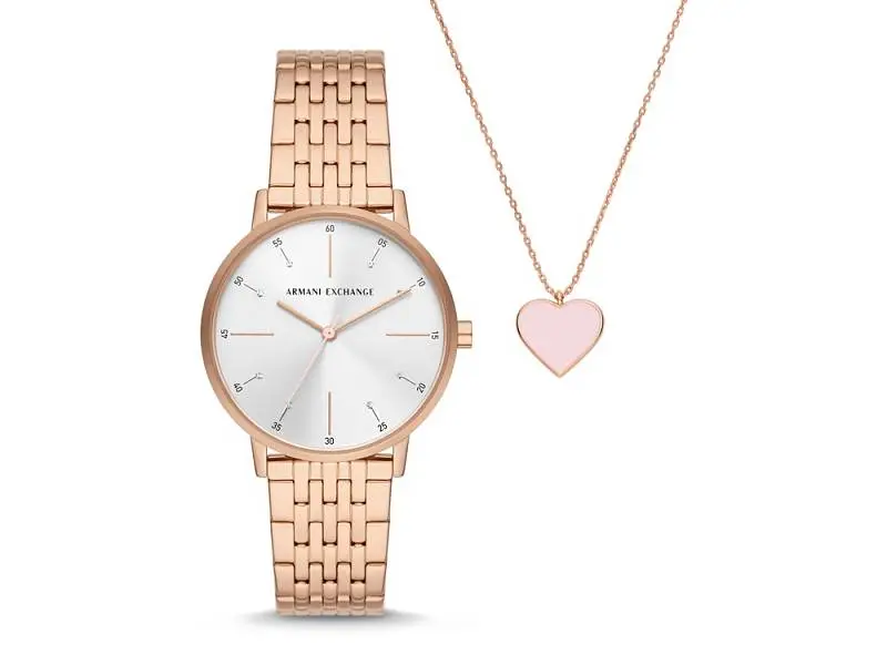 Подарочный набор: часы наручные женские с подвеской. Armani Exchange - 78616