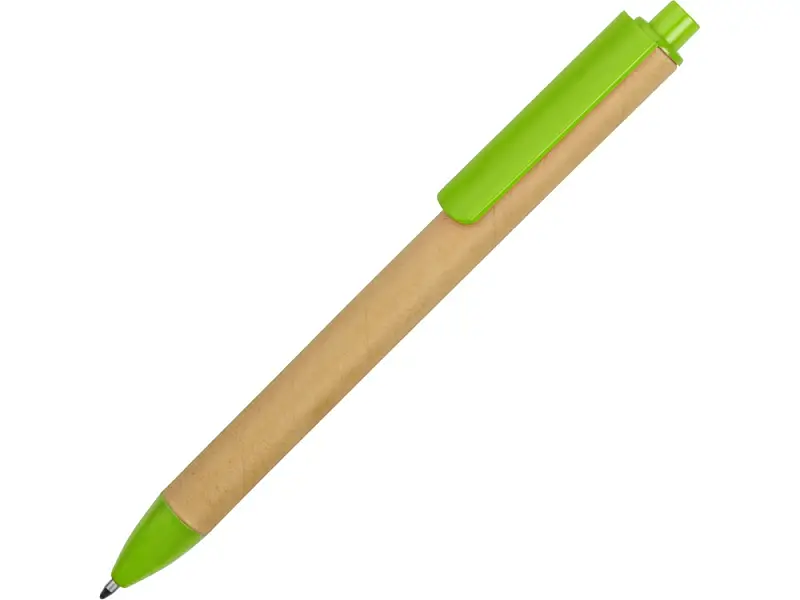 Ручка картонная пластиковая шариковая Эко 2.0, бежевый/зеленое яблоко - 18380.19