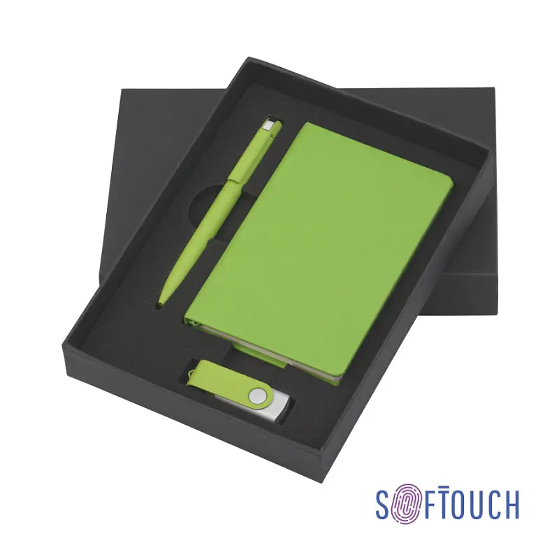 Набор подарочный "Сорренто" с блокнотом А6, покрытие soft touch, зеленое яблоко# - 6981-63/16GB
