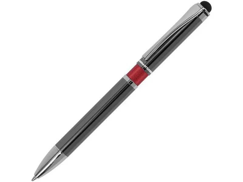 Ручка металлическая шариковая Isabella с анодированным покрытием и цветной вставкой, оружейная сталь и красн - 11583.01