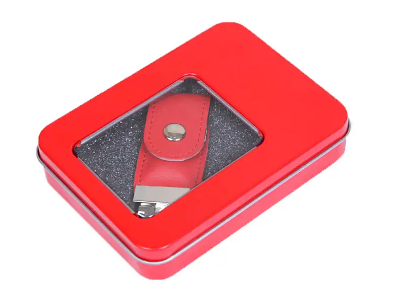 Металлическая коробочка G04 красного цвета с прозрачным окошком - 6027.01