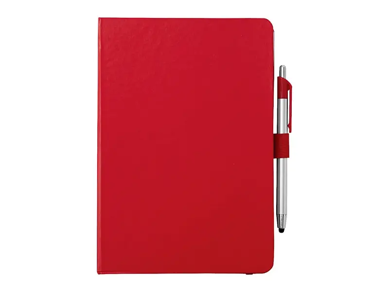 Блокнот A5 Crown с шариковой ручкой-стилусом, красный/серебристый