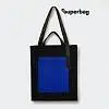 Шоппер Superbag Big Pocket, с карманом на молнии (черный с синим)