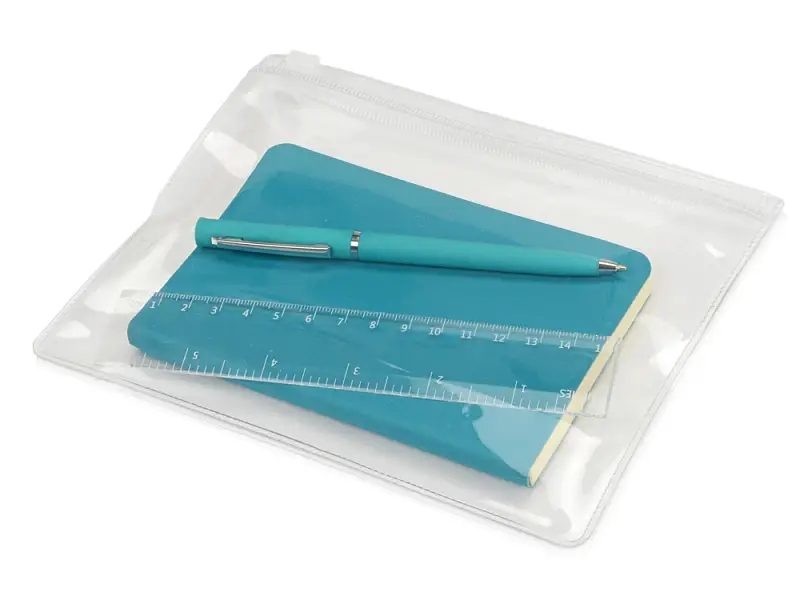 Набор канцелярский Softy: блокнот, линейка, ручка, пенал, голубой - 78112.10