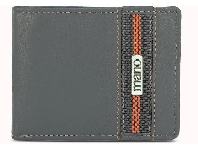 Бумажник Mano Don Leonardo, с RFID защитой, натуральная кожа в сером цвете, 10,5 х 2 х 8,5 см