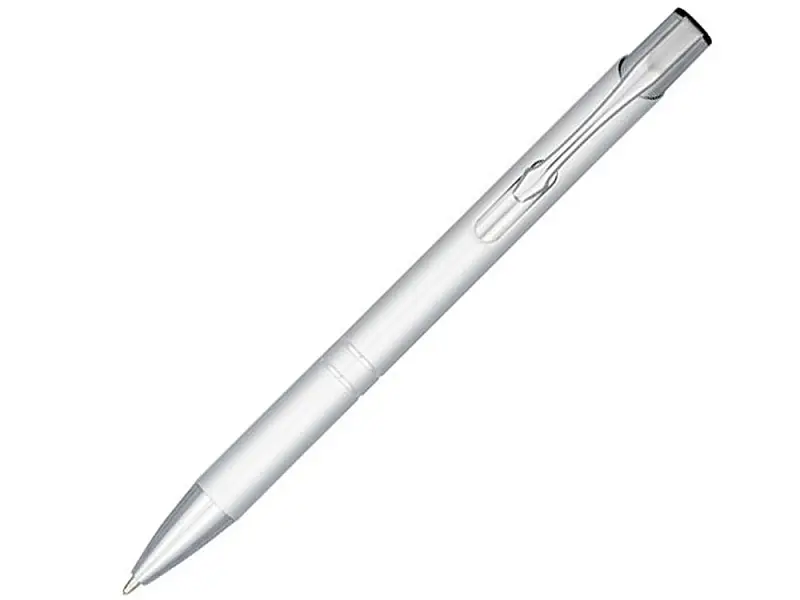 Кнопочная шариковая ручка Moneta из анодированного алюминия, синие чернила, серебристый - 10716302
