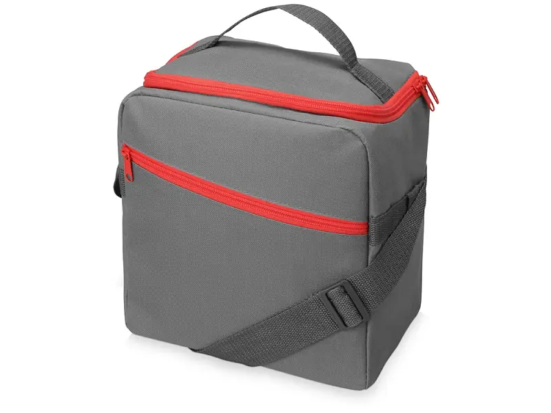 Изотермическая сумка-холодильник Classic c контрастной молнией, серый/красный - 938601