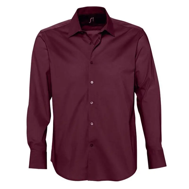 Рубашка мужская с длинным рукавом Brighton, бордовая, размер S - 17000164S