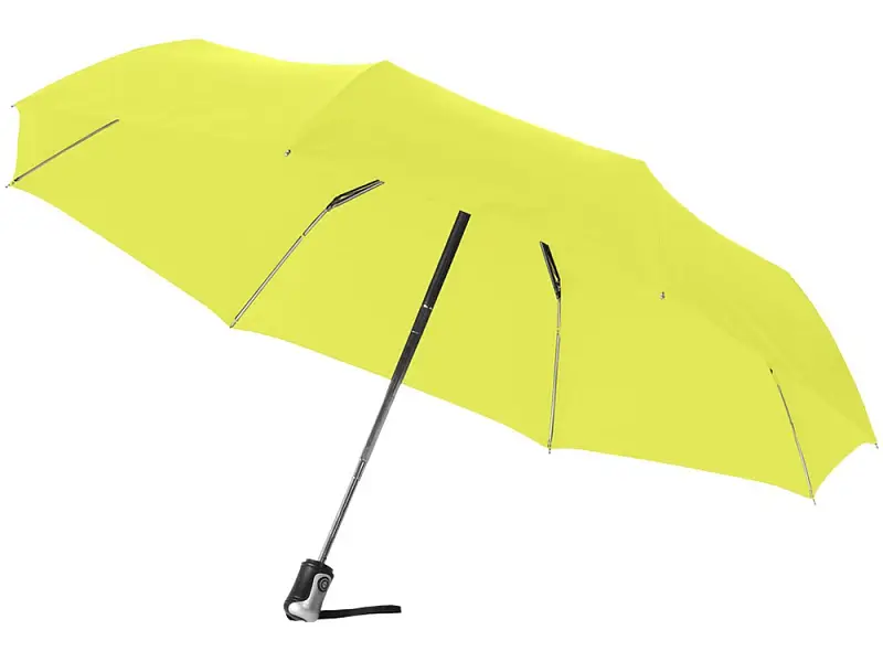 Зонт Alex трехсекционный автоматический 21,5, неоново-зеленый - 10901613