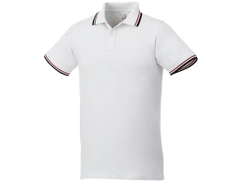 Мужская футболка поло Fairfield с коротким рукавом с проклейкой, белый/темно-синий/красный - 3810201XS