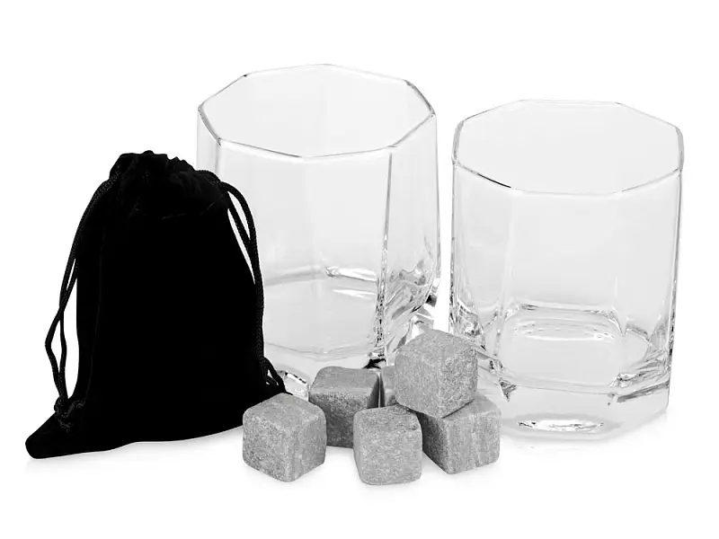 Набор для виски: 2 бокала, 6 камней, мешочек, коробка (P) - 2301022p