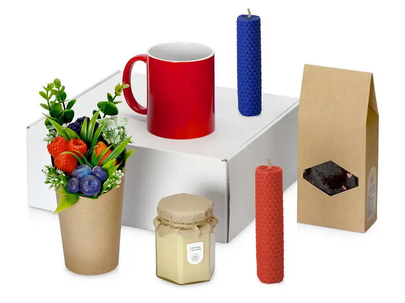 Подарочный набор Ягодный сад с чаем, свечами, кружкой, крем-медом, мылом - 700808