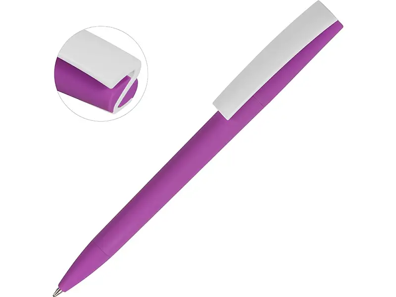 Ручка пластиковая soft-touch шариковая Zorro, фиолетовый/белый - 18560.14