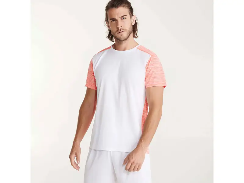 Спортивная футболка Zolder детская, белый/меланжевый неоновый коралловый - 6653201244.4