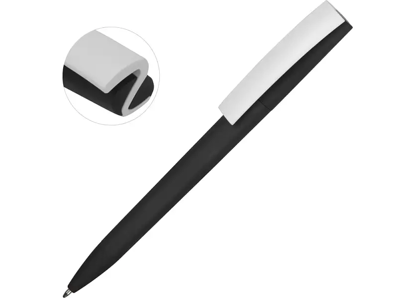 Ручка пластиковая soft-touch шариковая Zorro, черный/белый - 18560.07
