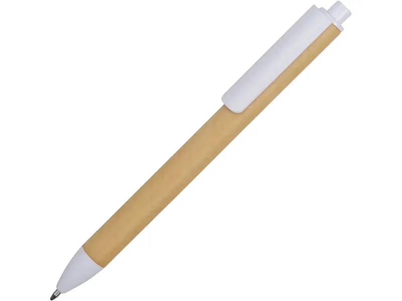 Ручка картонная пластиковая шариковая Эко 2.0, бежевый/белый - 18380.06