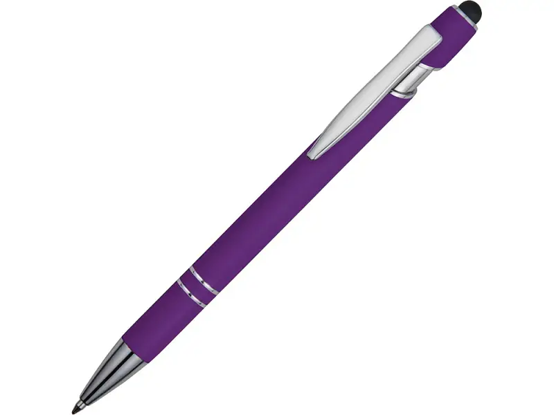 Ручка металлическая soft-touch шариковая со стилусом Sway, фиолетовый/серебристый - 18381.14
